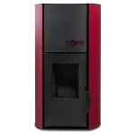 Pachet termosemineu cu peleti KOPH PM 12 kW, 80 mp, buncar 15 kg, diametru cos fum ⌀80 mm, pompa recirculare si vas expansiune incorporate, Bordo - imagine 2